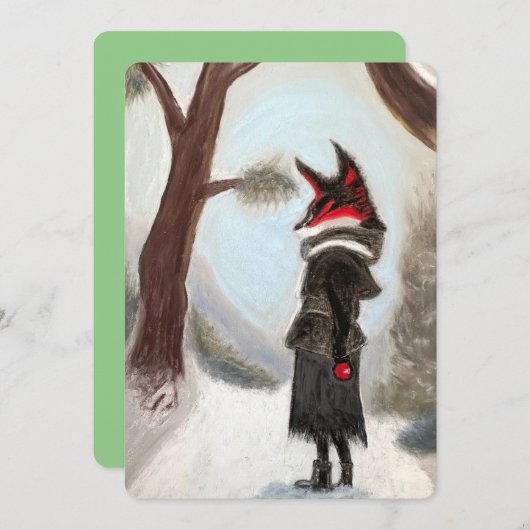 ホリデーウィンターキツネハ色彩の鮮やかンドカード シーズンカード (正面/裏面)