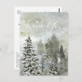 ホリデーウィンタースノーフォレストサンキューカードはがき ポストカード (正面/裏面)