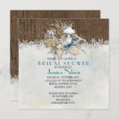 ホリデーウィンタースノーフレークブライダルシャワー 招待状 (正面/裏面)