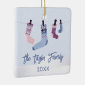 ホリデーウィンターソックスクリスマパーティの招待状 セラミックオーナメント (右)