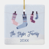 ホリデーウィンターソックスクリスマパーティの招待状 セラミックオーナメント (裏面)