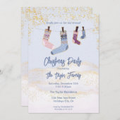 ホリデーウィンターソックスクリスマパーティの招待状 招待状 (正面/裏面)