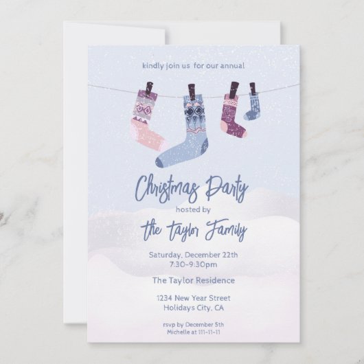 ホリデーウィンターソックスパーティー 招待状 (正面)