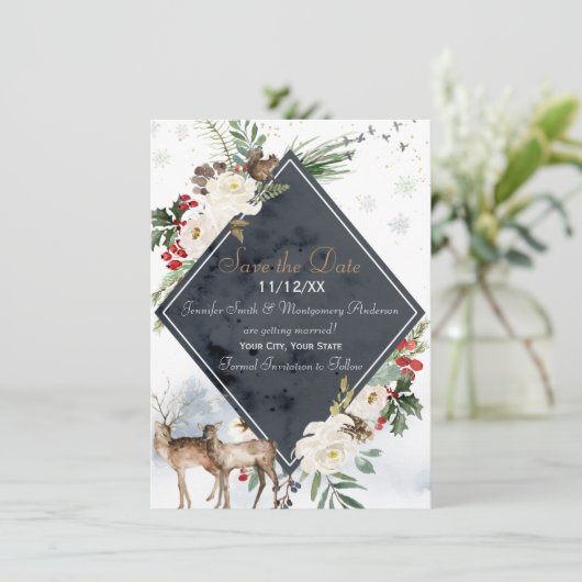 ホリデーウィンターフォレストディアウッドランド日付を保存 セーブザデート (スタンド正面)