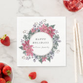 ホリデーウィンターフローラリースモノグラム紙 スタンダードランチョンナプキン (インサイチュ)