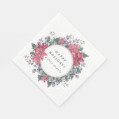 ホリデーウィンターフローラリースモノグラム紙 スタンダードランチョンナプキン (角)