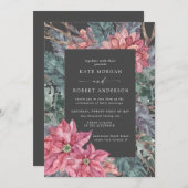 ホリデーウィンターフローラ結婚式招待状 (正面/裏面)