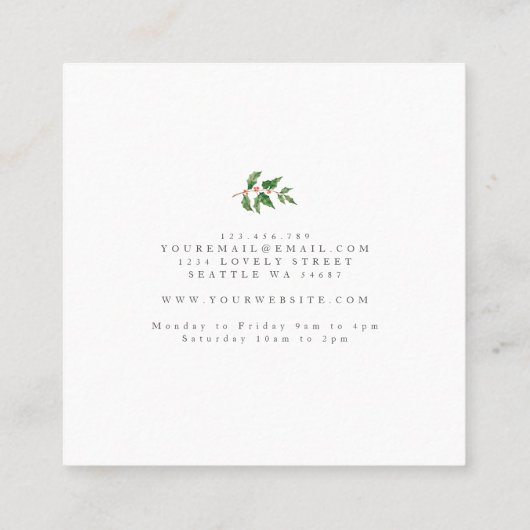 ホリデーウィンターフローラ スクエア名刺 (裏面)