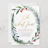 ホリデーウィンターベリークリスマスパーティの招待状 シーズンカード (正面)