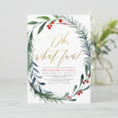 ホリデーウィンターベリークリスマスパーティの招待状 シーズンカード (スタンド正面)