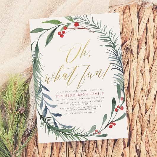 ホリデーウィンターベリークリスマスパーティの招待状 シーズンカード