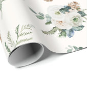 ホリデーウィンターホワイトフローラピネコーンクリスマス ラッピングペーパー (ロールコーナー)