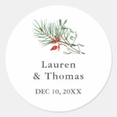 ホリデーウィンターボタニカルグリーンリーアンドベリー ラウンドシール (正面)