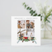 ホリデーウィンターボタニカルフォトパーソナライズされた カード (スタンド正面)