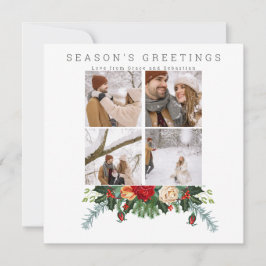 ホリデーウィンターボタニカルフォトパーソナライズされた カード