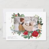 ホリデーウィンターボタニカルフォトパーソナライズされた シーズンカード (正面)