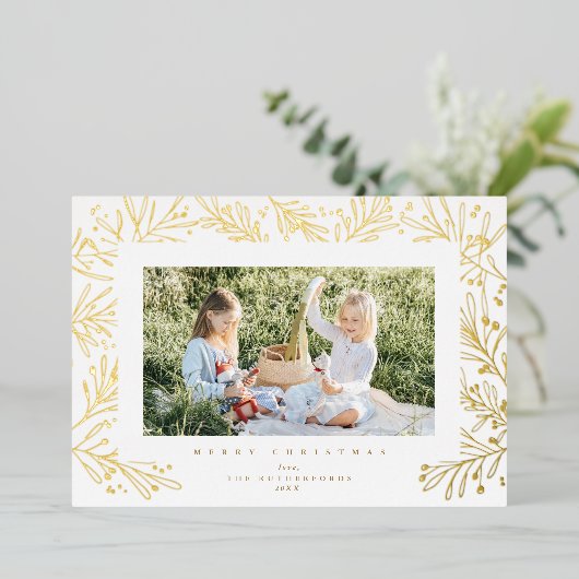 ホリデーウィンターボタニカルブランチ写真箔カード 箔シーズンカード (立ち正面)