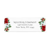 ホリデーウィンターモダンフローラ企業のクリスマス ラベル (正面)