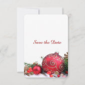 ホリデーウィンターレッドオーナメント日付を保存 セーブザデート (裏面)