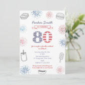 ホリデーウィークエンド赤白青80thバースデーパーティー 招待状 (スタンド正面)