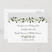 ホリデーウェディングザデイトレッドベリーつる植物 案内ポストカード (正面/裏面)