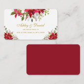 ホリデーウェディング ポインセチア フラワー ゴールド レジストリー エンクロージャーカード (正面/裏面)