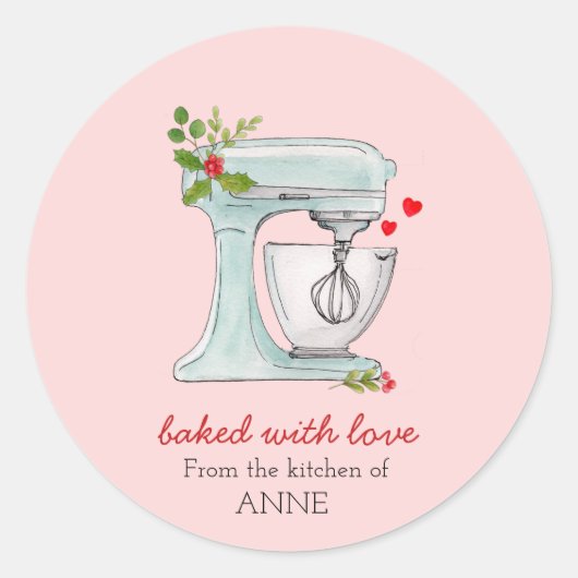 ホリデーウォーターのカラーケーキミキサーのベーカーズステッカー ラウンドシール (正面)