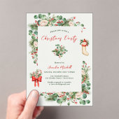 ホリデーウォーターカラーグリーナリーホリークリスマスパーティー アクリル招待状 (インサイチュ (ポータブル))