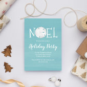 ホリデーウォーターカラーターコイズビーチサンドドル 招待状