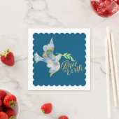 ホリデーウォーターカラードーヴ金ゴールドピースオンアース スタンダードカクテルナプキン (インサイチュ)