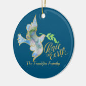 ホリデーウォーターカラードーヴ金ゴールドピースオンアース セラミックオーナメント (左)