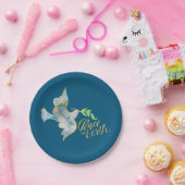 ホリデーウォーターカラードーヴ金ゴールドピースオンアース ペーパープレート (パーティー)