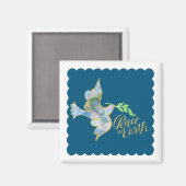 ホリデーウォーターカラードーヴ金ゴールドピースオンアース マグネット (正面/裏面)