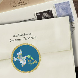 ホリデーウォーターカラードーヴ金ゴールドピースオンアース ラウンドシール