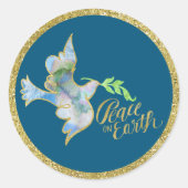 ホリデーウォーターカラードーヴ金ゴールドピースオンアース ラウンドシール (正面)