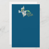 ホリデーウォーターカラードーヴ金ゴールドピースオンアース 便箋 (正面/裏面)