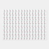 ホリデーウォーターカラーブルーバードレッドベリー&グリーン ラッピングペーパーシート (正面3)