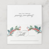 ホリデーウォーターカラーホリーとスクリプエレガントト文字 プレイスカード (外部開封)