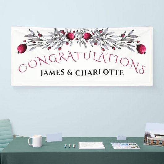 ホリデーウォーターカラーホリー結婚花 横断幕 (トレードショー)