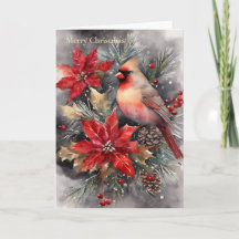 ホリデーウォーターカラー（鳥）ショウジョウコウカンチョウ冬