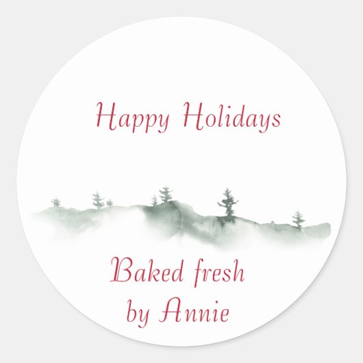 ホリデーウォーター色ウィンターラベル ラウンドシール (正面)