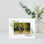 ホリデーウォーター葉カラーモダン写真 ポストカード (スタンド正面)