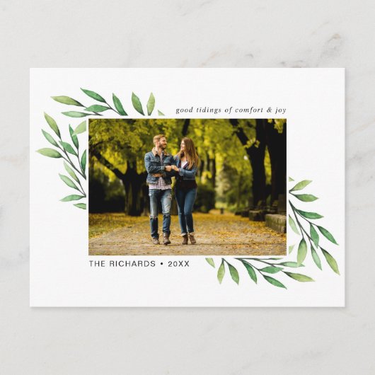 ホリデーウォーター葉カラーモダン写真 ポストカード (正面)