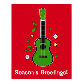 ホリデーウクレレとノートと星 ポスター