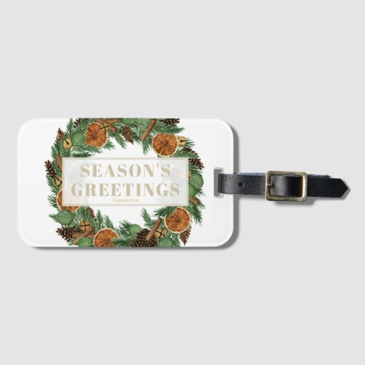 ホリデーウタ素朴ーパインリース ラゲッジタグ (正面横)