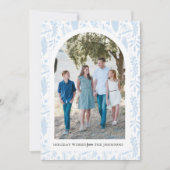 ホリデーウッドランドアーチパーソナライズフォトカードブルー シーズンカード (正面)