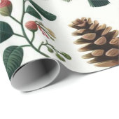 ホリデーウッドランド素朴ウォーターカラーピネコン ラッピングペーパー (ロールコーナー)
