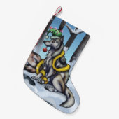 ホリデーウルフ スモールクリスマスストッキング (正面 (吊り時))