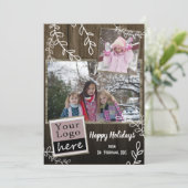 ホリデーウ素朴ッドとつる植物の写真とロゴ シーズンカード (スタンド正面)