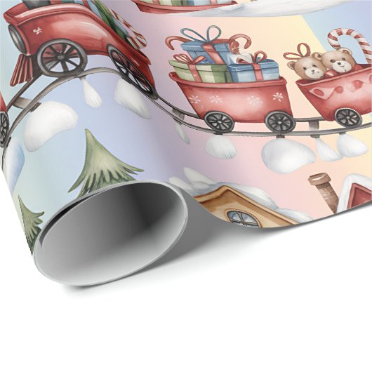 ホリデーエクスプレス包装紙 - クリスマスビレッジ ラッピングペーパー (ロールコーナー)